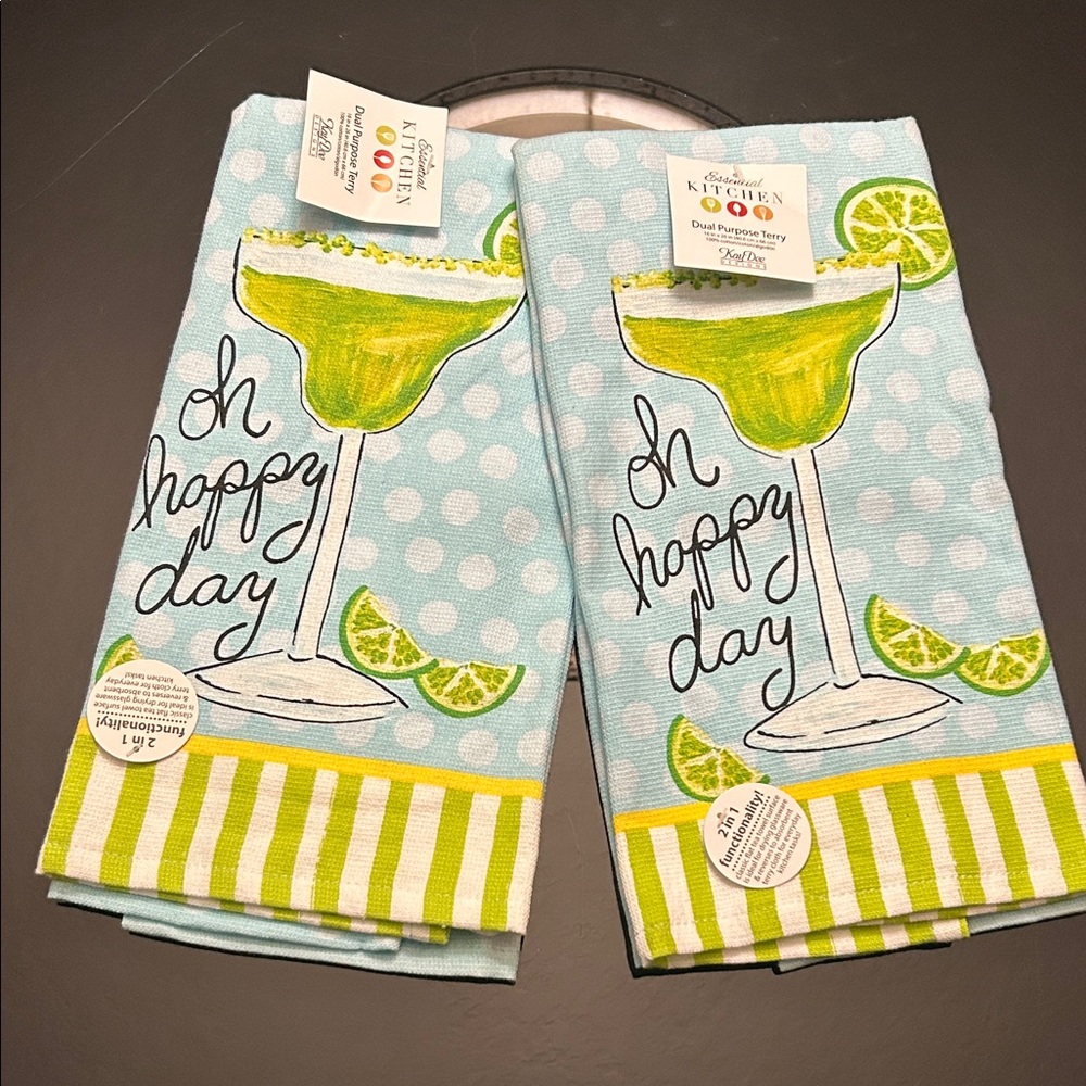 “Oh Happy Day” Kay Dee Kitchen Towels with Margarita Design Duel Purpose